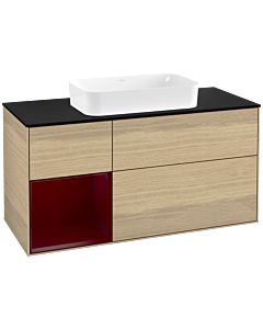 Villeroy und Boch Finion Villeroy und Boch F292HBPC 120cm, plaque de finition noir mat, étagère à gauche Peony , Oak Veneer