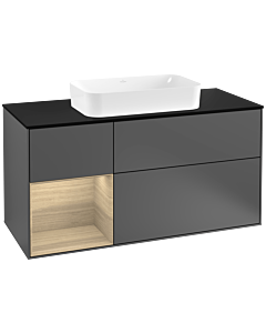 Villeroy und Boch Finion Villeroy und Boch Finion F292PCGK 120cm, cover plate black matt, shelf left Oak Veneer , anthracite matt