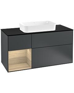 Villeroy und Boch Finion Villeroy und Boch F292PCHG 120cm, plaque de finition noir mat, étagère gauche Oak Veneer , Midnight Blue Matt Lacquer