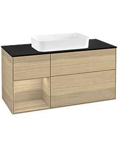 Villeroy und Boch Finion Villeroy und Boch Finion F292PCPC 120cm, cover plate black matt, shelf on the left Oak Veneer , Oak Veneer