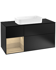 Villeroy und Boch Finion Villeroy und Boch Finion F292PCPD 120cm, cover plate black matt, shelf left Oak Veneer , black matt lacquer