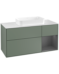 Villeroy und Boch Finion Villeroy und Boch Finion F301GKGM 120cm, cover plate white matt, shelf on the right anthracite matt, Olive Matt Lacquer