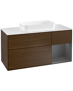 Villeroy und Boch Finion Villeroy und Boch Finion F301GKGN 120cm, cover plate white matt, shelf on the right anthracite matt, walnut veneer