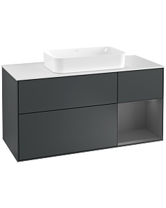 Villeroy und Boch Finion Villeroy und Boch F301GKHG 120cm, couvercle blanc mat, étagère droite anthracite mat, Midnight Blue Matt Lacquer