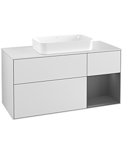 Villeroy und Boch Finion Villeroy und Boch F301GKMT 120cm, plaque de finition blanc mat, étagère à droite anthracite mat, laqué blanc mat