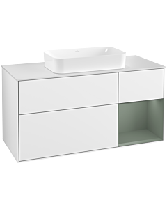 Villeroy und Boch Finion Villeroy und Boch Finion F301GMGF 120cm, cover plate white matt, shelf on the right Olive Matt Lacquer , glossy white lacquer