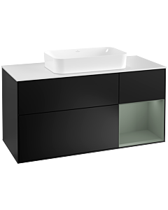 Villeroy und Boch Finion Villeroy und Boch F301GMPD 120cm, plaque de finition blanc mat, étagère à droite Olive Matt Lacquer , laqué noir mat