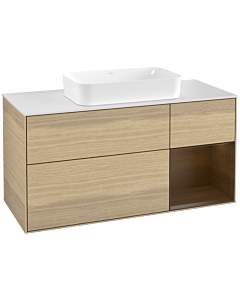 Villeroy und Boch Finion Villeroy und Boch F301GNPC 120cm, plateau blanc mat, étagère droite placage Oak Veneer , Oak Veneer