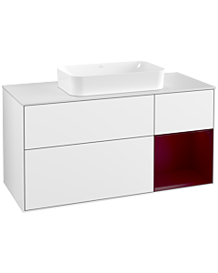 Villeroy und Boch Finion Villeroy und Boch Finion F301HBGF 120cm, cover plate white matt, shelf on the right Peony , glossy white lacquer
