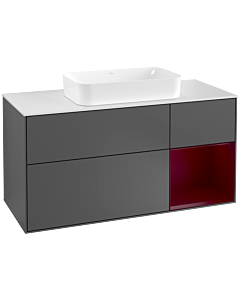 Villeroy und Boch Finion Villeroy und Boch F301HBGK 120cm, couvercle blanc mat, étagère à droite Peony , anthracite mat