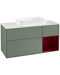 Villeroy und Boch Finion Villeroy und Boch Finion F301HBGM 120cm, cover plate white matt, shelf on the right Peony , Olive Matt Lacquer