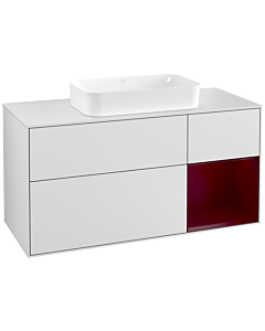 Villeroy und Boch Finion Villeroy und Boch F301HBMT 120cm, couvercle blanc mat, étagère à droite Peony , laqué blanc mat