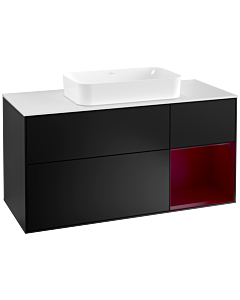 Villeroy und Boch Finion Villeroy und Boch F301HBPD 120cm, plaque de recouvrement blanc mat, étagère à droite Peony , laqué noir mat