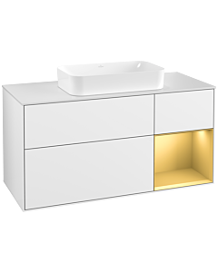 Villeroy und Boch Finion Villeroy und Boch Finion F301HFGF 120cm, cover plate white matt, shelf on the right gold matt, glossy white lacquer
