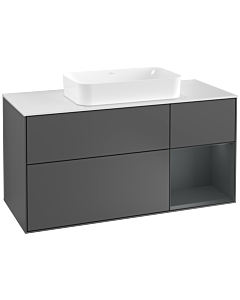 Villeroy und Boch Finion Villeroy und Boch F301HGGK 120cm, plaque de recouvrement blanc mat, étagère à droite Midnight Blue Matt Lacquer , anthracite mat