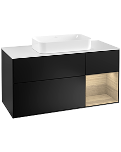 Villeroy und Boch Finion Villeroy und Boch F301PCPD 120cm, plaque de recouvrement blanc mat, étagère droite Oak Veneer , laqué noir mat