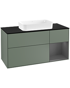 Villeroy und Boch Finion Villeroy und Boch Finion F302GKGM 120cm, cover plate black matt, shelf on the right anthracite matt, Olive Matt Lacquer
