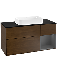 Villeroy und Boch Finion Villeroy und Boch F302GKGN 120cm, plaque de finition noir mat, étagère à droite Anthracite mat, placage noyer