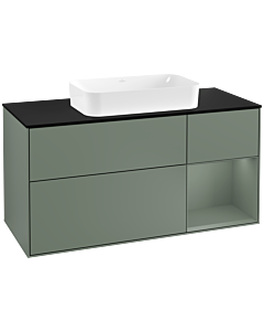Villeroy und Boch Finion Villeroy und Boch Finion F302GMGM 120cm, cover plate black matt, shelf on the right Olive Matt Lacquer , Olive Matt Lacquer