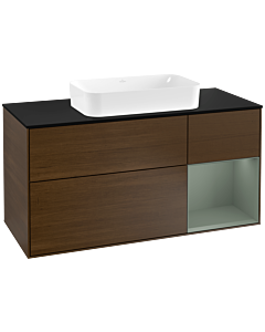 Villeroy und Boch Finion Villeroy und Boch F302GMGN 120cm, plaque de finition noir mat, étagère à droite Olive Matt Lacquer , placage Olive Matt Lacquer