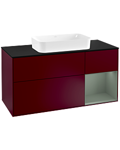Villeroy und Boch Finion Villeroy und Boch Finion F302GMHB 120cm, cover plate black matt, shelf on the right Olive Matt Lacquer , Peony Matt