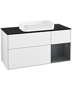 Villeroy und Boch Finion Villeroy und Boch F302HGGF 120cm, couvercle noir mat, étagère à droite Midnight Blue Matt Lacquer , laqué blanc brillant