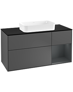Villeroy und Boch Finion Villeroy und Boch F302HGGK 120cm, plaque de finition noir mat, étagère à droite Midnight Blue Matt Lacquer , anthracite mat