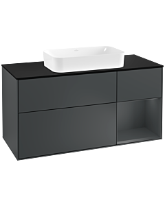 Villeroy und Boch Finion Villeroy und Boch F302HGHG 120cm, plaque de finition noir mat, étagère à droite Midnight Blue Matt Lacquer , Midnight Blue Matt Lacquer