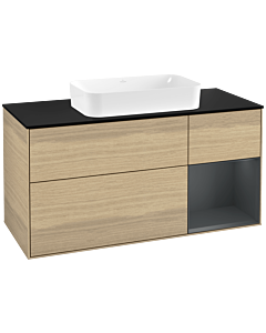 Villeroy und Boch Finion Villeroy und Boch Finion F302HGPC 120cm, cover plate black matt, shelf on the right Midnight Blue Matt Lacquer , Oak Veneer