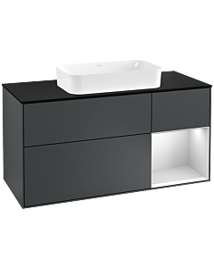 Villeroy und Boch Finion Villeroy und Boch Finion F302MTHG 120cm, cover plate black matt, shelf on the right white matt lacquer, midnight Blue Matt Lacquer