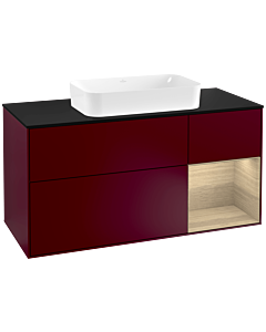 Villeroy und Boch Finion Villeroy und Boch F302PCHB 120cm, plaque de finition noir mat, étagère à droite Oak Veneer , Peony Matt