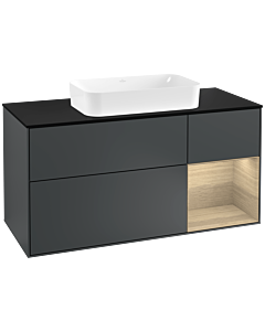 Villeroy und Boch Finion Villeroy und Boch Finion F302PCHG 120cm, cover plate black matt, shelf on the right Oak Veneer , midnight Blue Matt Lacquer