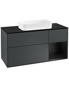 Villeroy und Boch Finion Villeroy und Boch Finion F302PDHG 120cm, cover plate black matt, shelf on the right black matt lacquer, midnight Blue Matt Lacquer
