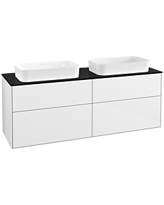 Villeroy und Boch Finion Waschtischunterschrank F31200GF 160x60,3cm, Abdeckplatte black matt, Glossy white lacquer