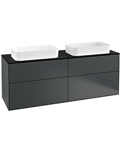 Villeroy und Boch Finion Waschtischunterschrank F31200HG 160x60,3cm, Abdeckplatte black matt, Midnight Blue Matt Lacquer