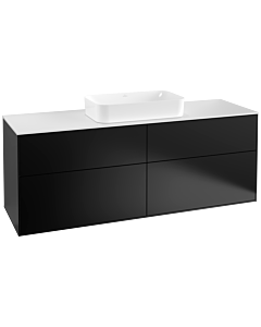 Villeroy und Boch Finion Waschtischunterschrank F32100PD 160x60,3cm, Abdeckplatte white matt, Black matt lacquer