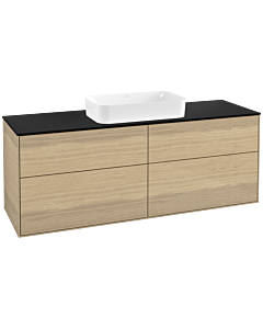 Villeroy und Boch Finion Waschtischunterschrank F32200PC 160x60,3cm, Abdeckplatte black matt, Oak Veneer