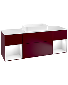 Villeroy und Boch Finion Waschtischunterschrank F331GFHB 160x60,3cm, Abdeckplatte white matt, Regale Glossy white lacquer, Peony Matt