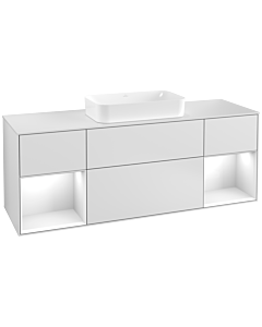 Villeroy und Boch Finion Waschtischunterschrank F331GFMT 160x60,3cm, Abdeckplatte white matt, Regale Glossy white lacquer, White matt lacquer