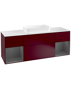 Villeroy und Boch Finion Waschtischunterschrank F331GKHB 160x60,3cm, Abdeckplatte white matt, Regale Anthracite matt lacquer, Peony Matt