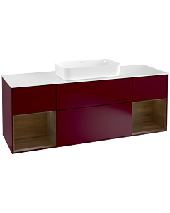 Villeroy und Boch Finion Waschtischunterschrank F331GNHB 160x60,3cm, Abdeckplatte white matt, Regale Walnut veneer, Peony Matt