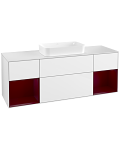 Villeroy und Boch Finion Waschtischunterschrank F331HBGF 160x60,3cm, Abdeckplatte white matt, Regale Peony matt lacquer, Glossy white lacquer