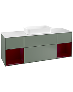 Villeroy und Boch Finion Villeroy und Boch F331HBGM 160x60,3cm, plaque de finition blanc mat, étagères Peony laqué mat, Olive Matt Lacquer