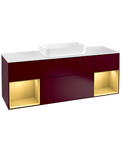 Villeroy und Boch Finion Waschtischunterschrank F331HFHB 160x60,3cm, Abdeckplatte white matt, Regale Gold matt lacquer, Peony Matt