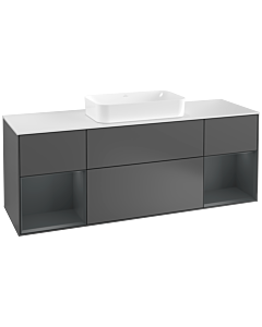 Villeroy und Boch Finion Villeroy und Boch F331HGGK 160x60,3cm, plaque de finition blanc mat, étagères Laque mat minuit, anthracite mat