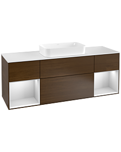 Villeroy und Boch Finion Villeroy und Boch Finion F331MTGN 160x60.3cm, cover plate white matt, shelves white matt lacquer, walnut veneer