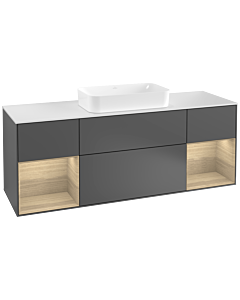 Villeroy und Boch Finion Villeroy und Boch Finion F331PCGK 160x60.3cm, cover plate white matt, shelves Oak Veneer , anthracite matt