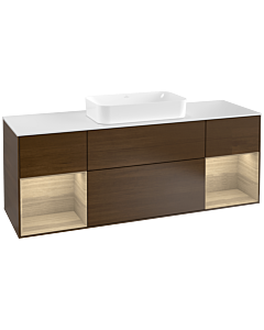 Villeroy und Boch Finion Villeroy und Boch F331PCGN 160x60.3cm, plaque de finition blanc mat, étagères Oak Veneer , placage Oak Veneer