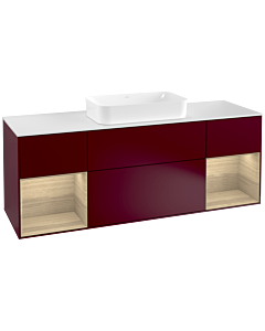 Villeroy und Boch Finion Villeroy und Boch F331PCHB 160x60.3cm, plaque de finition blanc mat, étagères Oak Veneer , Peony Matt