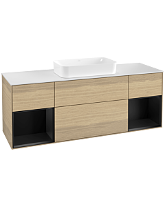 Villeroy und Boch Finion Villeroy und Boch Finion F331PDPC 160x60.3cm, cover plate white matt, shelves black matt lacquer, Oak Veneer